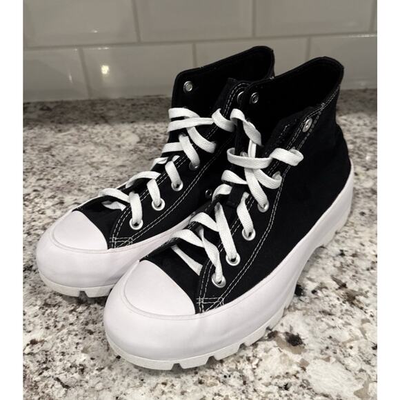 Converse Lugged Hi Platform Sneakers Women's 8 Black Shoes High Top Chuck Taylor - Picture 3 of 7